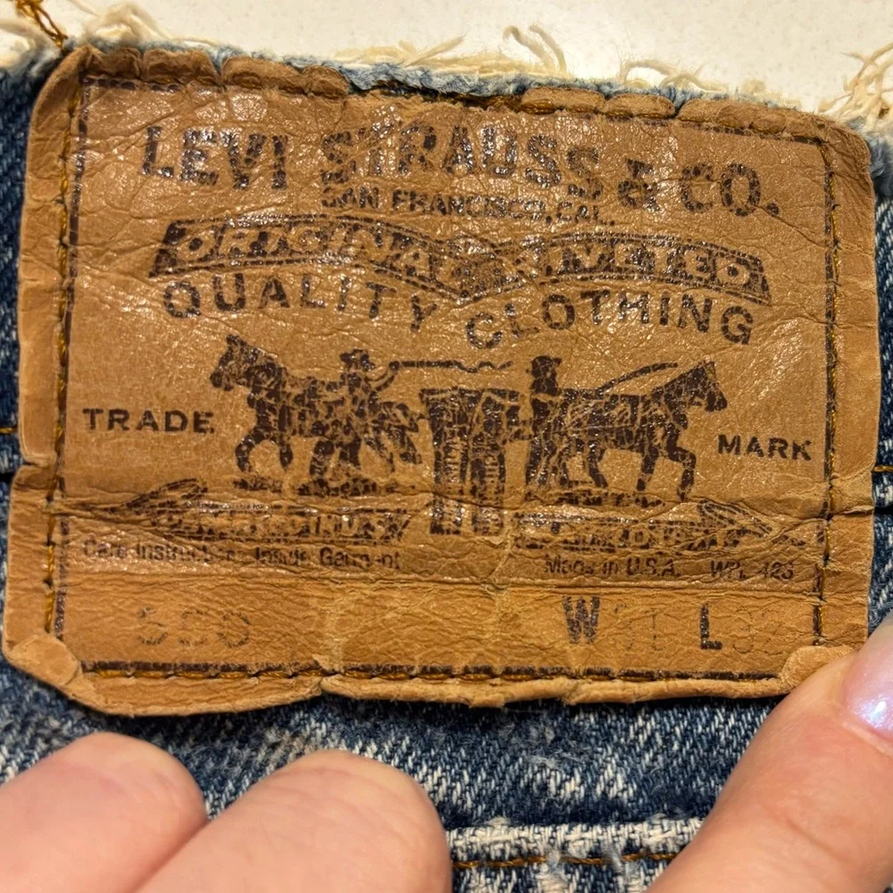 RARE VINTAGE LEVI'S ORANGE TAB Acid Wash High Rise Cutoff Denim Jean Shorts - Picture 8 of 15